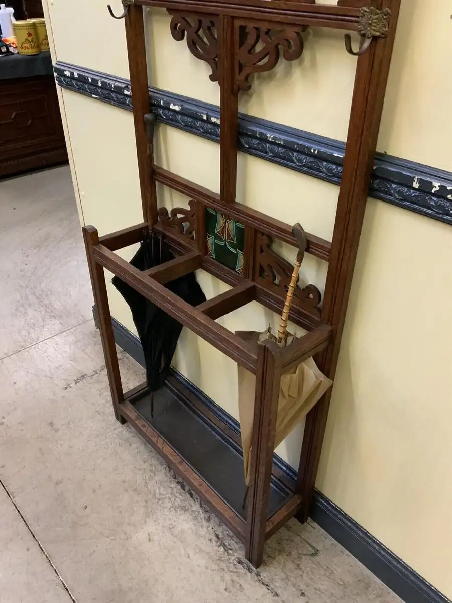 Antike Jugendstil Garderobe mit Jugendstil Fliesen - Lieferung möglich! 18