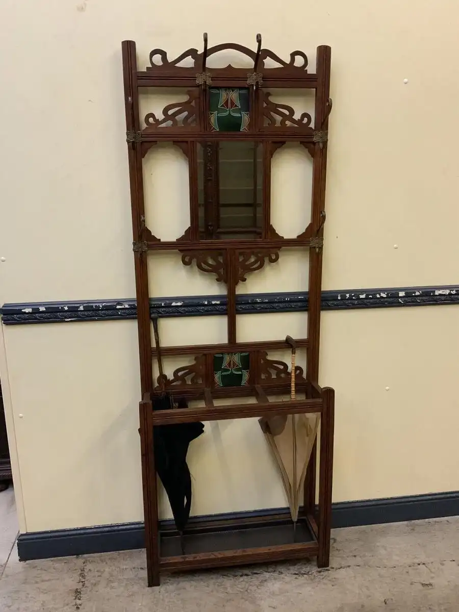 Antike Jugendstil Garderobe mit Jugendstil Fliesen - Lieferung möglich! 2