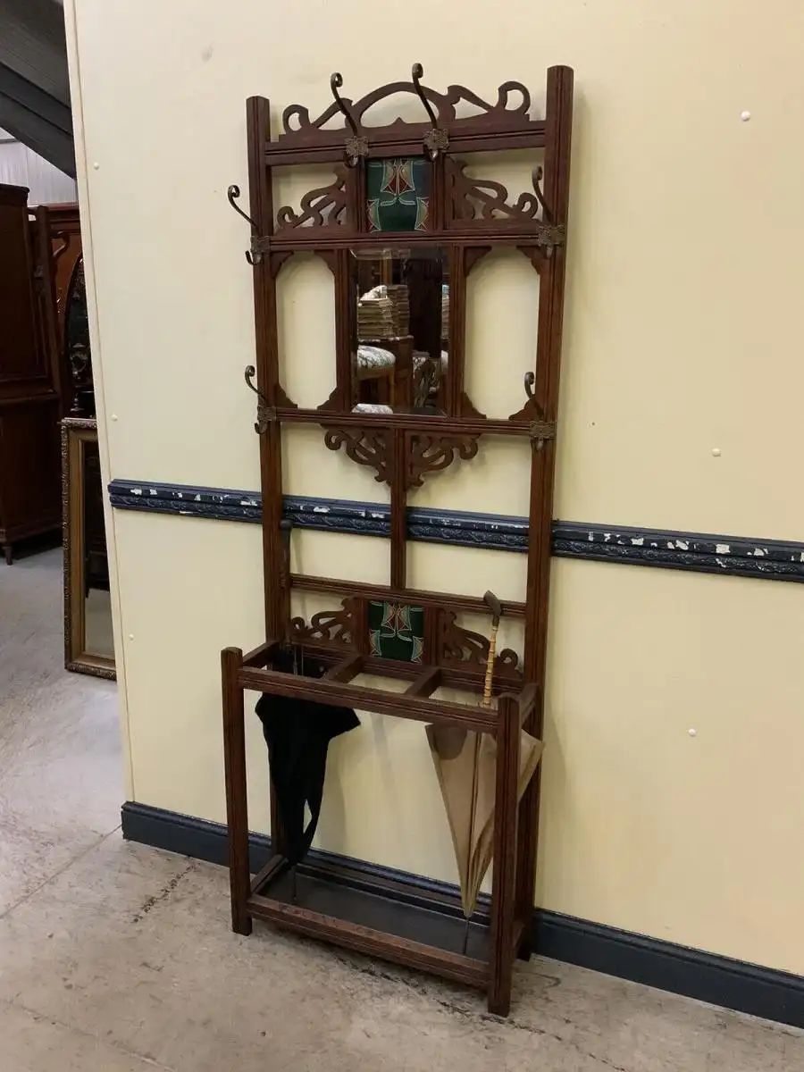Antike Jugendstil Garderobe mit Jugendstil Fliesen - Lieferung möglich! 3