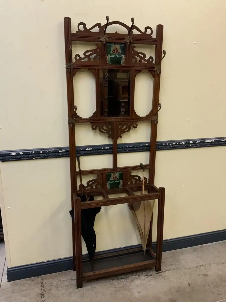 Antike Jugendstil Garderobe mit Jugendstil Fliesen - Lieferung möglich! 4