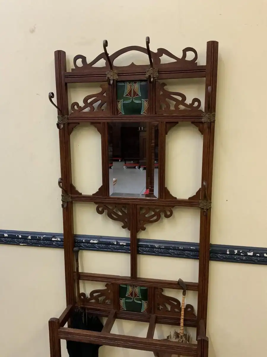 Antike Jugendstil Garderobe mit Jugendstil Fliesen - Lieferung möglich! 6