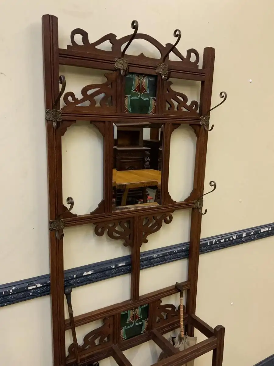Antike Jugendstil Garderobe mit Jugendstil Fliesen - Lieferung möglich! 9