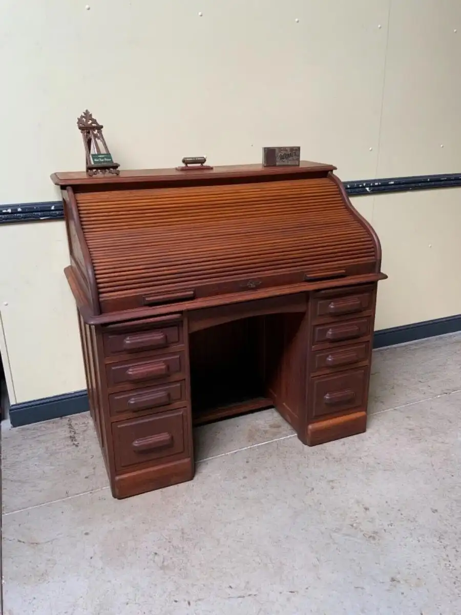 Antiker Jugendstil Schreibtisch, Rollladenverschluß  -  Lieferung möglich! 1