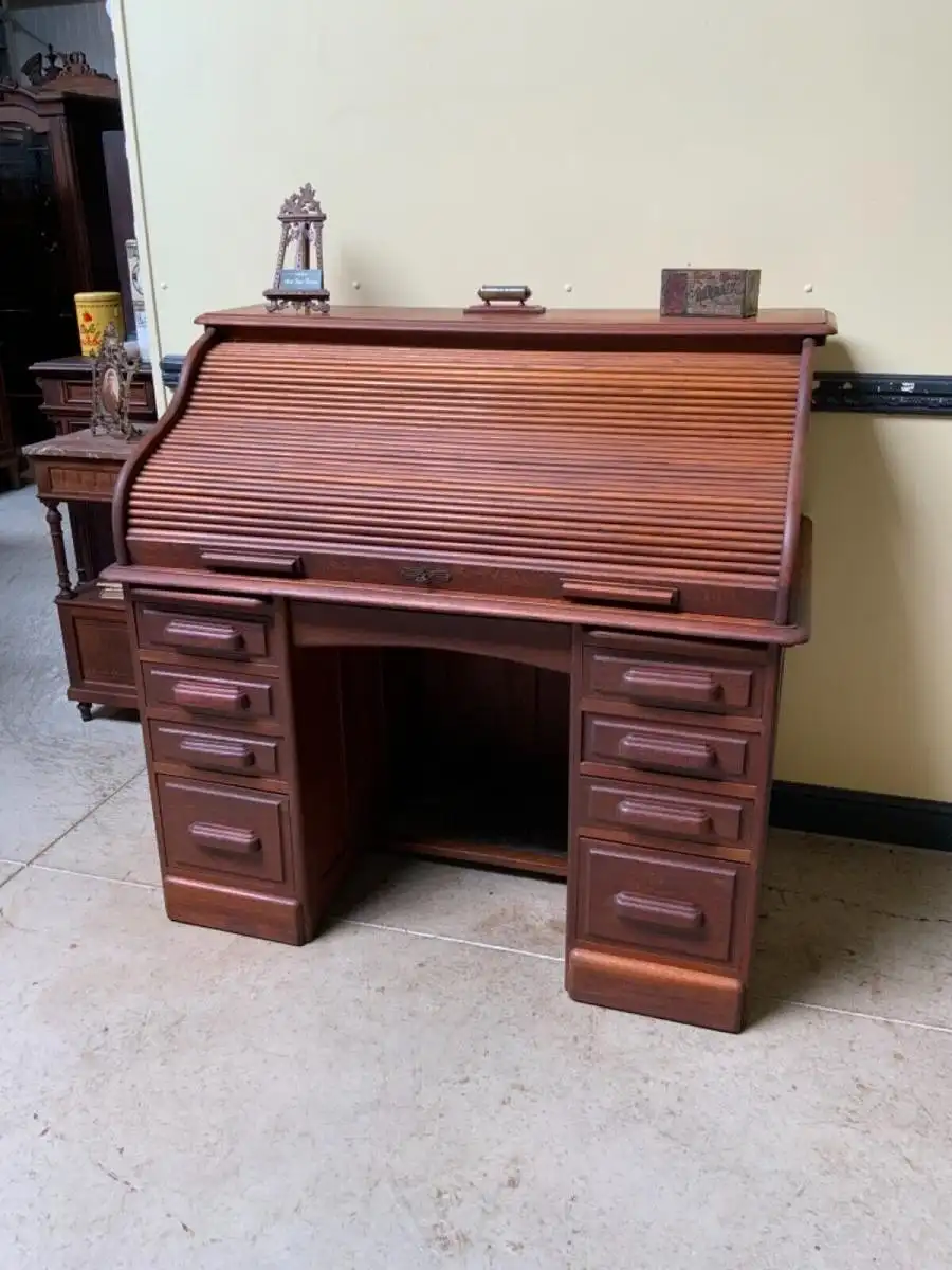 Antiker Jugendstil Schreibtisch, Rollladenverschluß  -  Lieferung möglich! 2