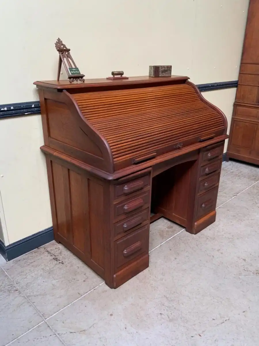 Antiker Jugendstil Schreibtisch, Rollladenverschluß  -  Lieferung möglich! 5