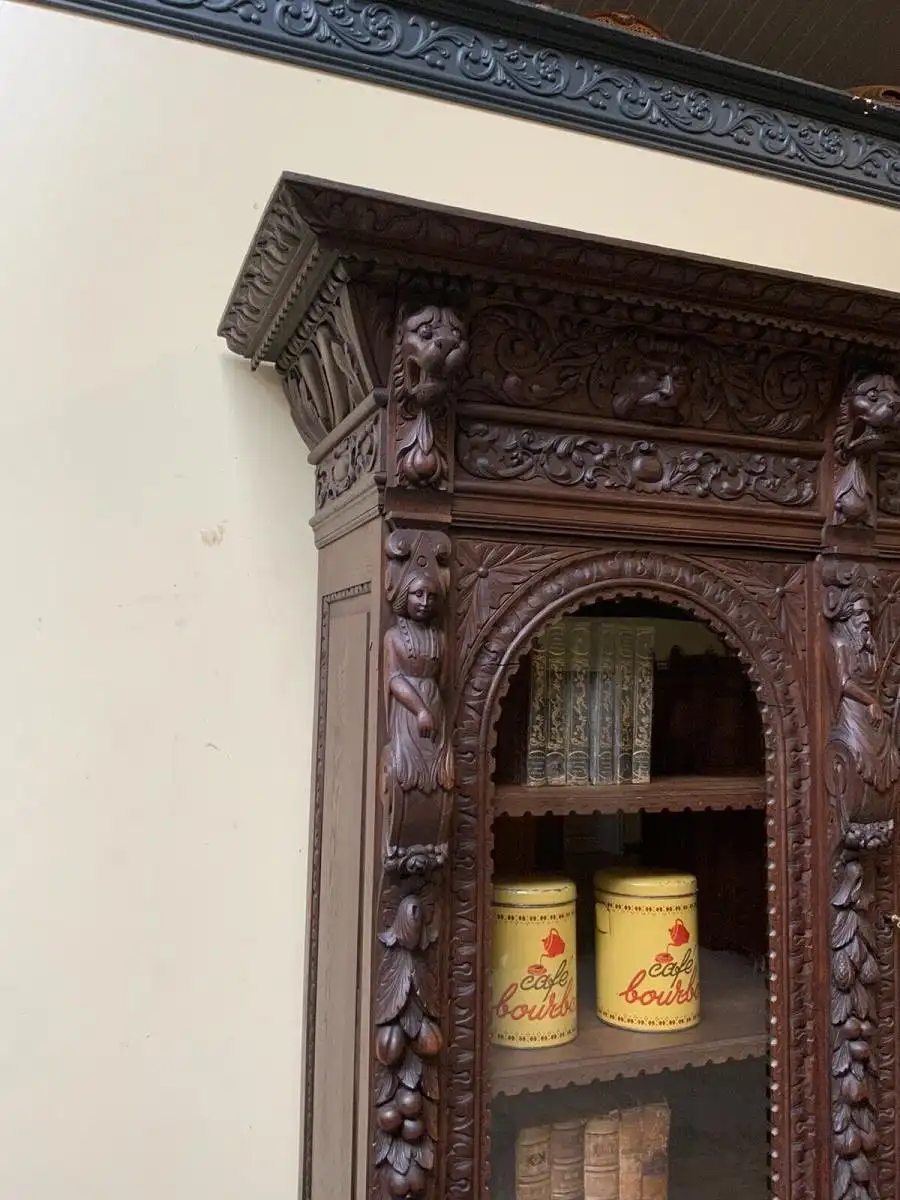 Antiker imposanter Neorenaissance Bücherschrank, Vitrine - Lieferung möglich! 10