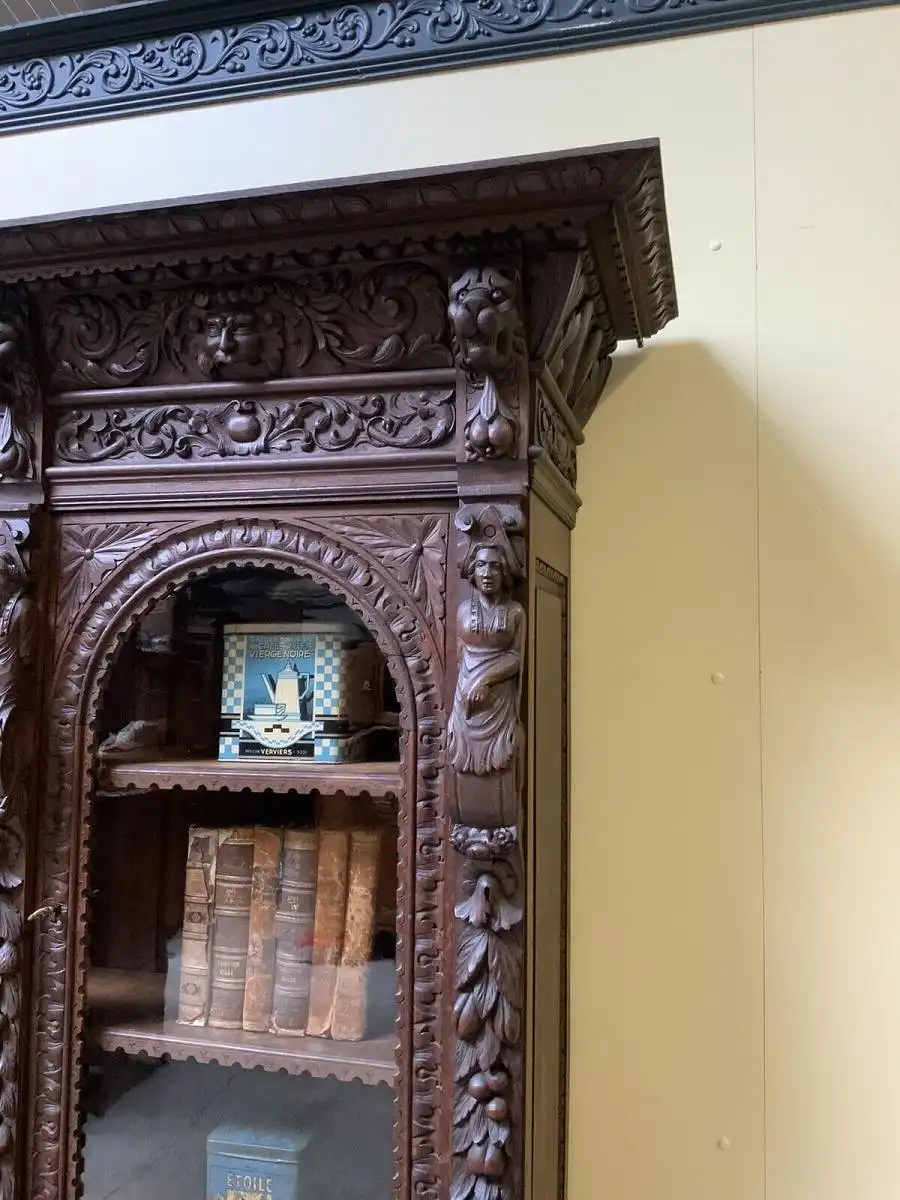 Antiker imposanter Neorenaissance Bücherschrank, Vitrine - Lieferung möglich! 13