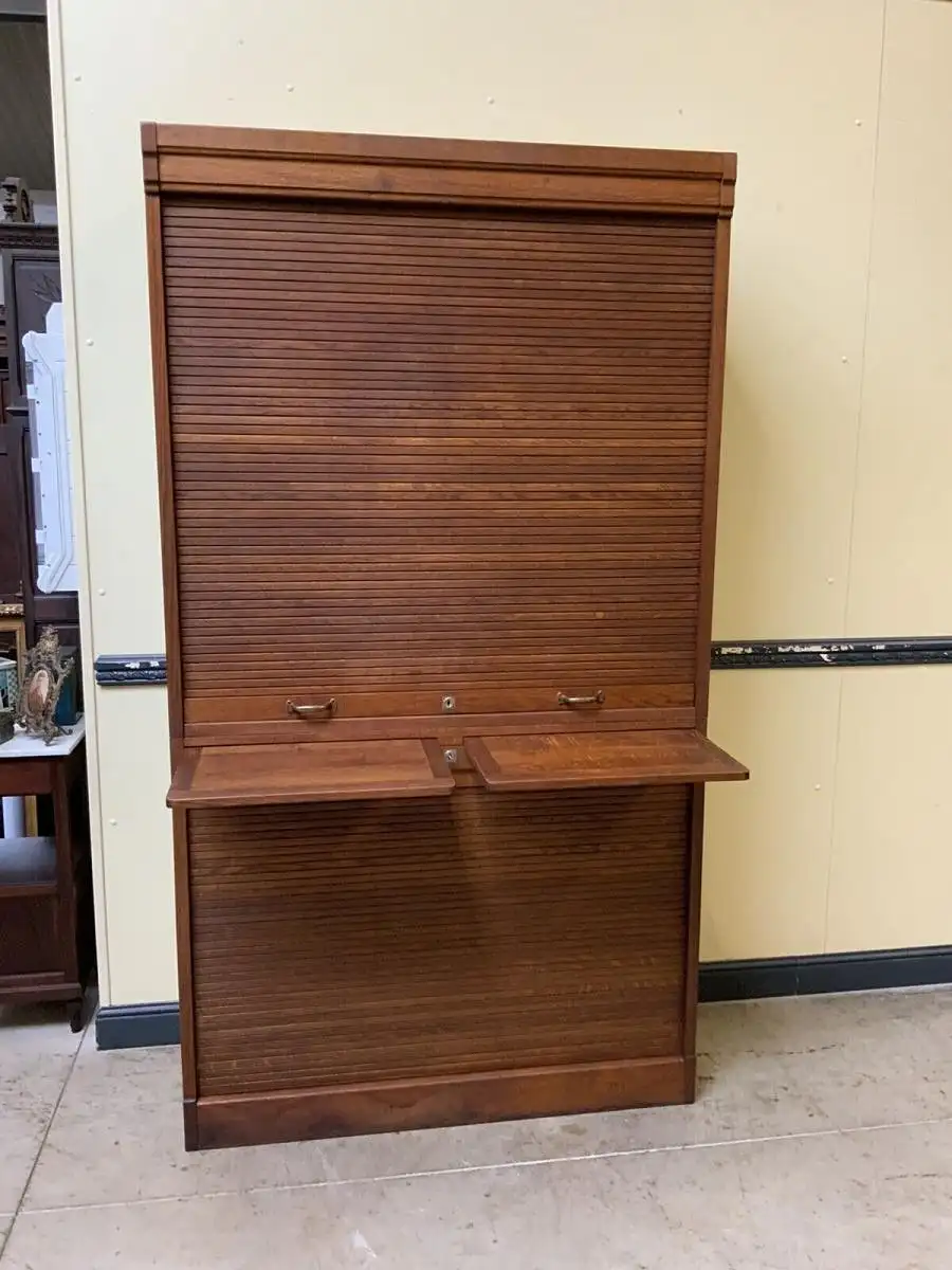Antiker Art Deco Rolladen Archiv Schrank - Traumhaft - Lieferung möglich! 11