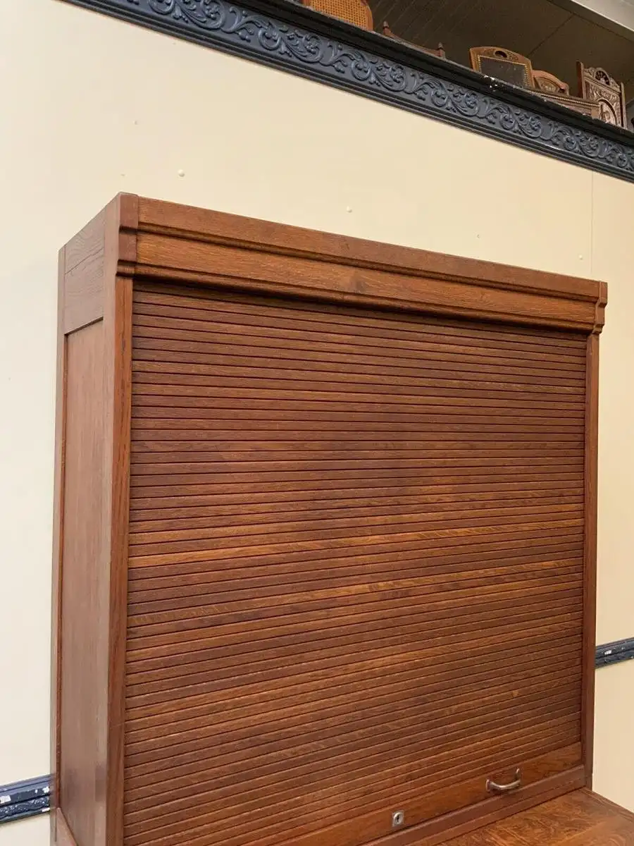Antiker Art Deco Rolladen Archiv Schrank - Traumhaft - Lieferung möglich! 12