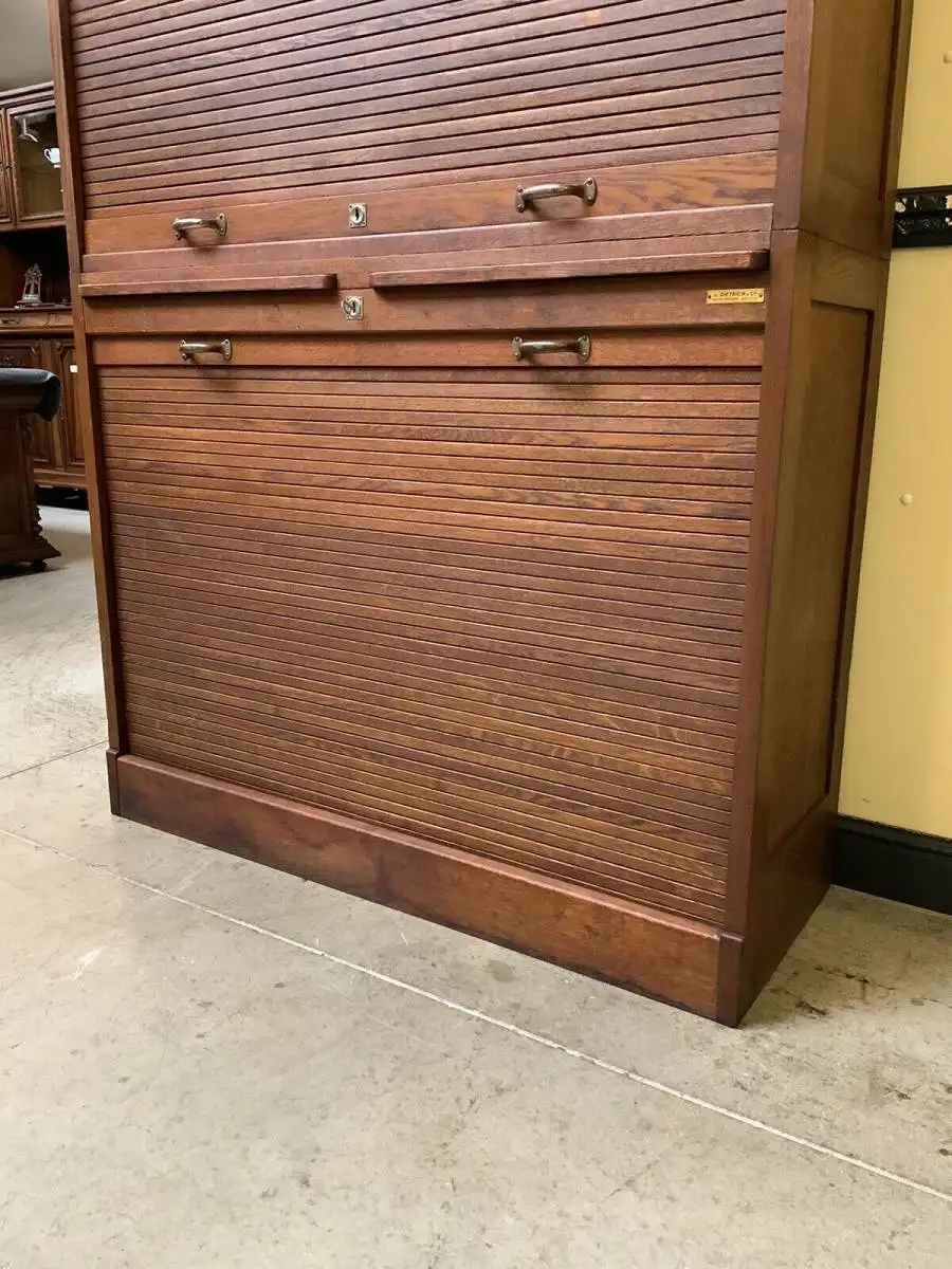 Antiker Art Deco Rolladen Archiv Schrank - Traumhaft - Lieferung möglich! 14