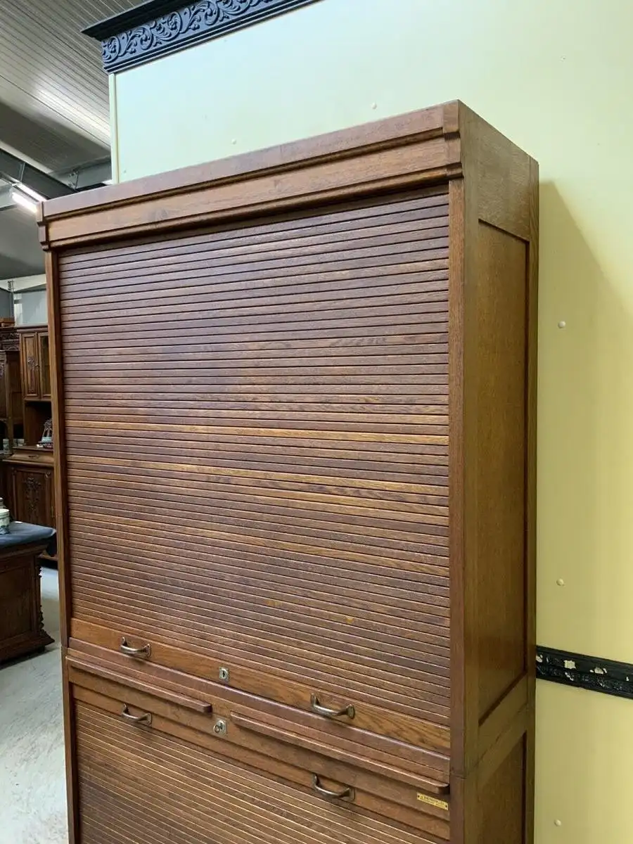 Antiker Art Deco Rolladen Archiv Schrank - Traumhaft - Lieferung möglich! 15