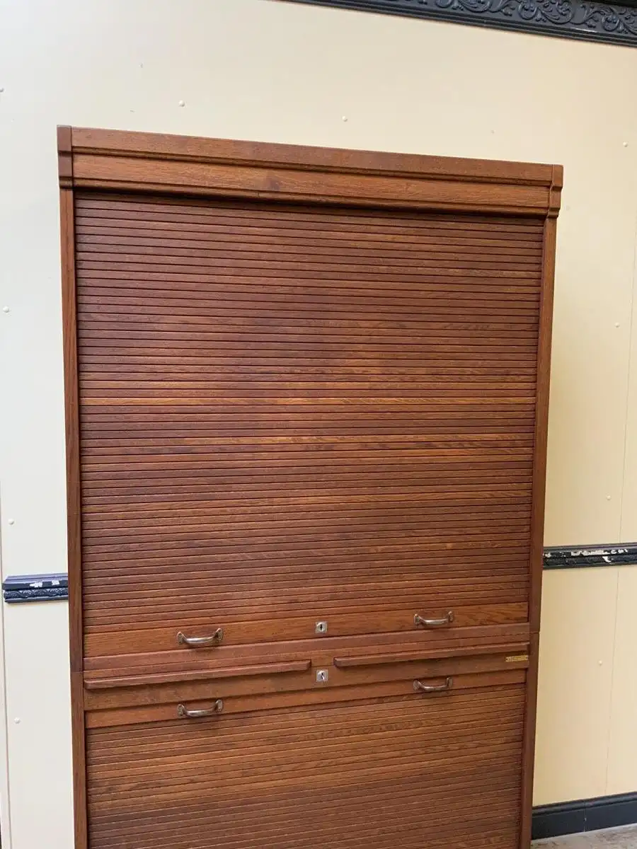 Antiker Art Deco Rolladen Archiv Schrank - Traumhaft - Lieferung möglich! 8