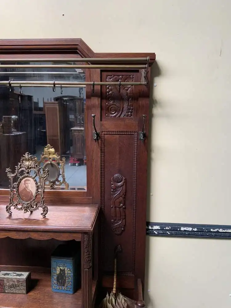 Antike Art Deco Garderobe mit Schrank - Traumhaft - Lieferung möglich! 12