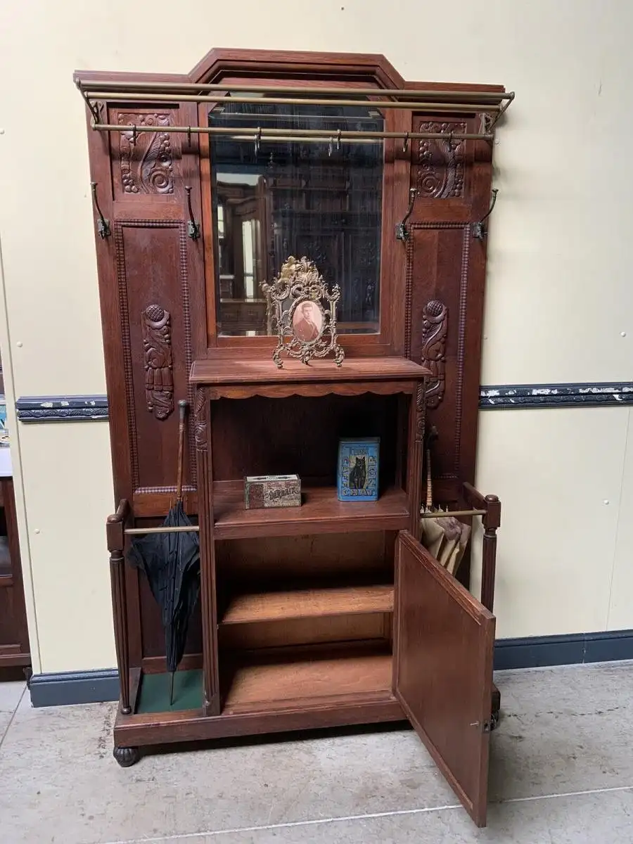 Antike Art Deco Garderobe mit Schrank - Traumhaft - Lieferung möglich! 18