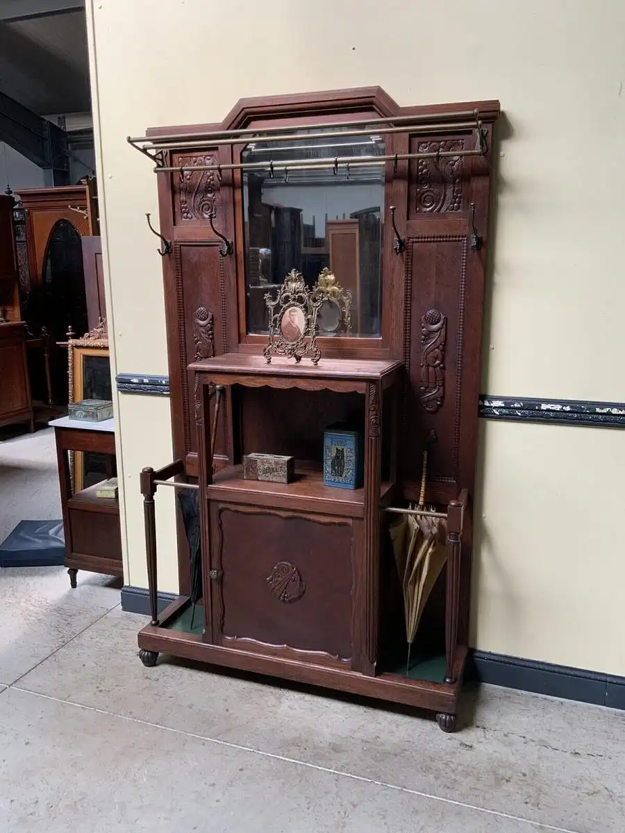 Antike Art Deco Garderobe mit Schrank - Traumhaft - Lieferung möglich! 2
