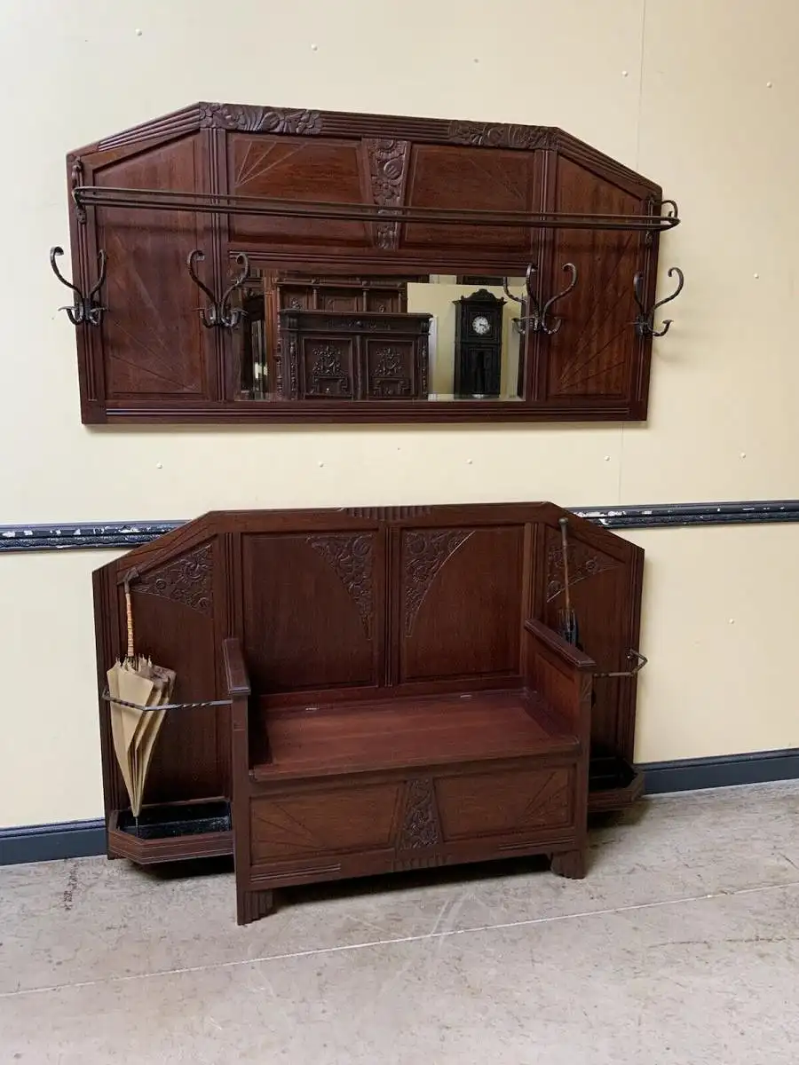 Antike Art Deco Garderobe mit Hutablage, - Traumhaft - Lieferung möglich! 10
