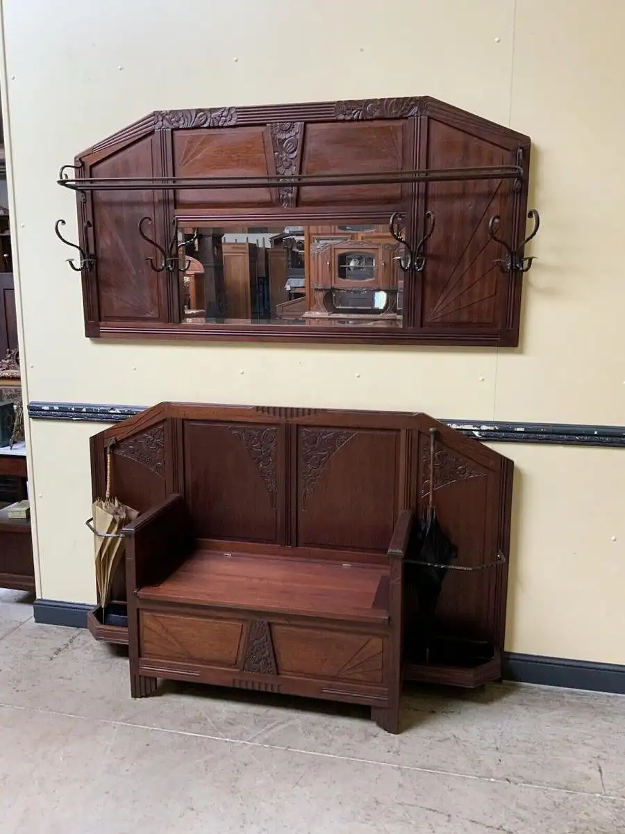 Antike Art Deco Garderobe mit Hutablage, - Traumhaft - Lieferung möglich! 9