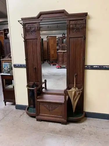 Antike Art Deco Garderobe mit Truhenbank, - Lieferung möglich!