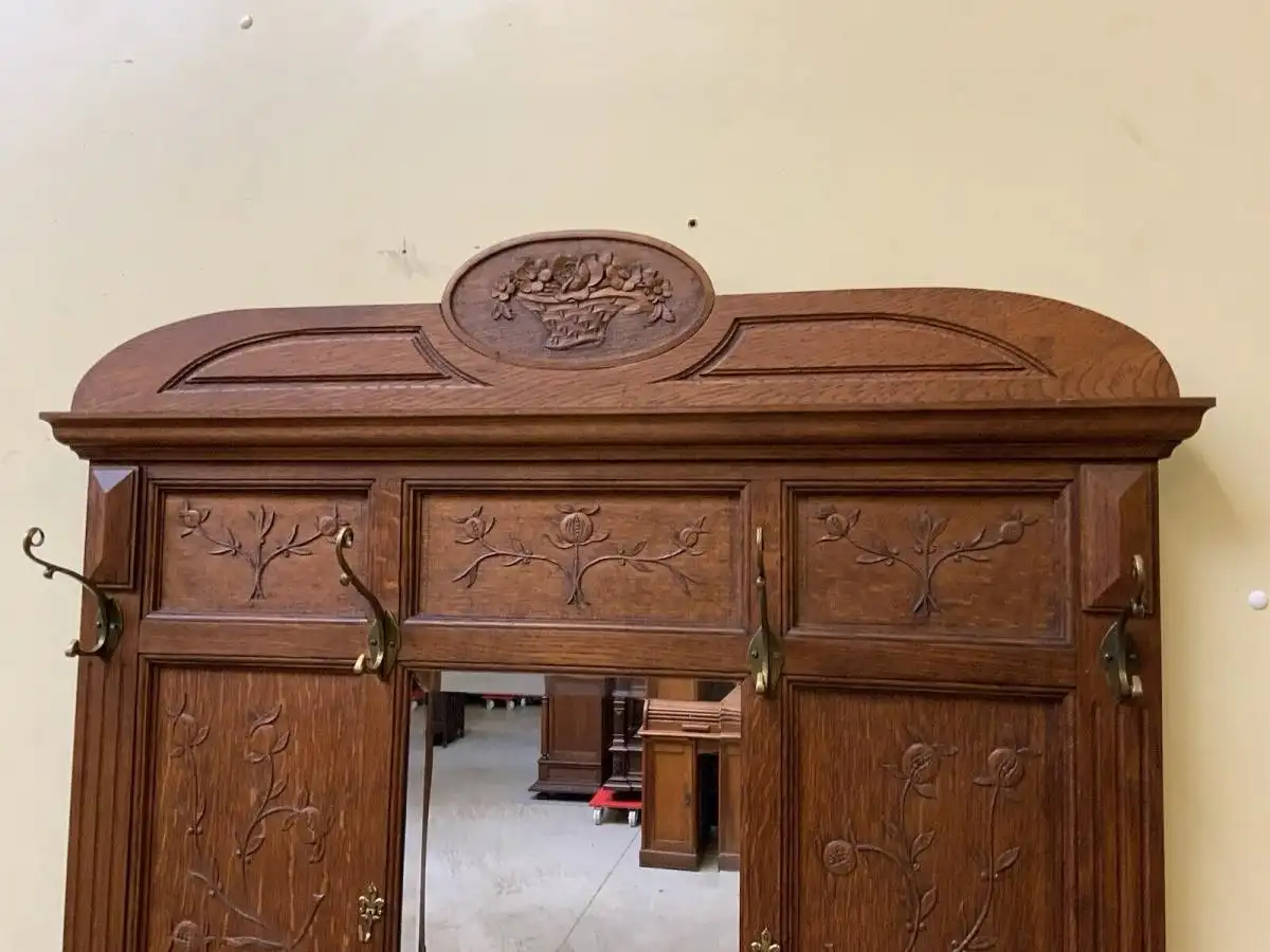 Antike Jugendstil Garderobe mit Jugendstil Fliesen, - Lieferung möglich! 10