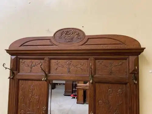 Antike Jugendstil Garderobe mit Jugendstil Fliesen, - Lieferung möglich!