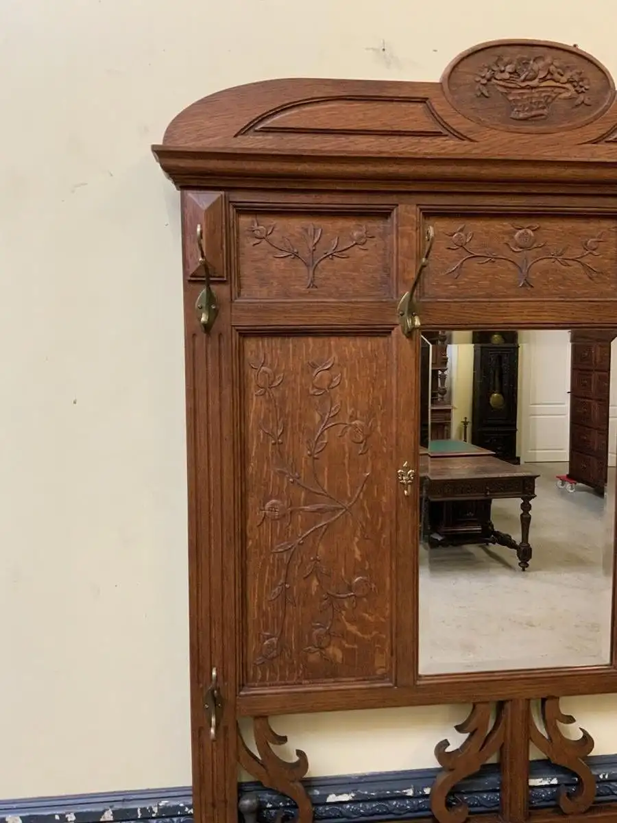 Antike Jugendstil Garderobe mit Jugendstil Fliesen, - Lieferung möglich! 11