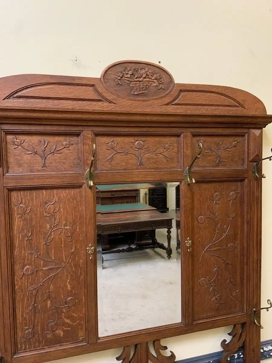 Antike Jugendstil Garderobe mit Jugendstil Fliesen, - Lieferung möglich! 12