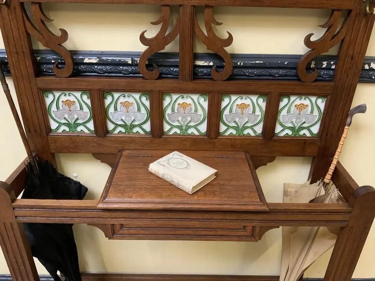 Antike Jugendstil Garderobe mit Jugendstil Fliesen, - Lieferung möglich! 13