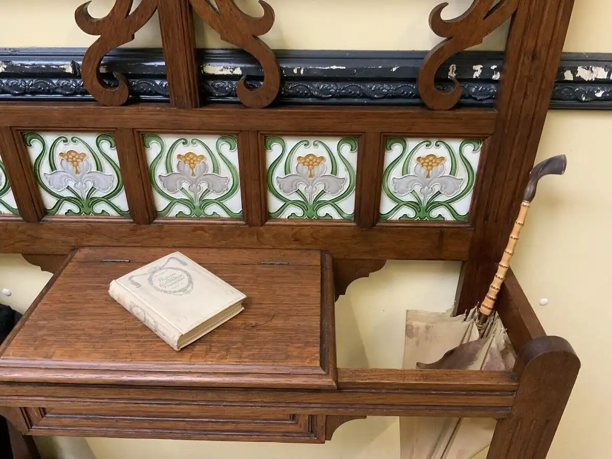 Antike Jugendstil Garderobe mit Jugendstil Fliesen, - Lieferung möglich! 15