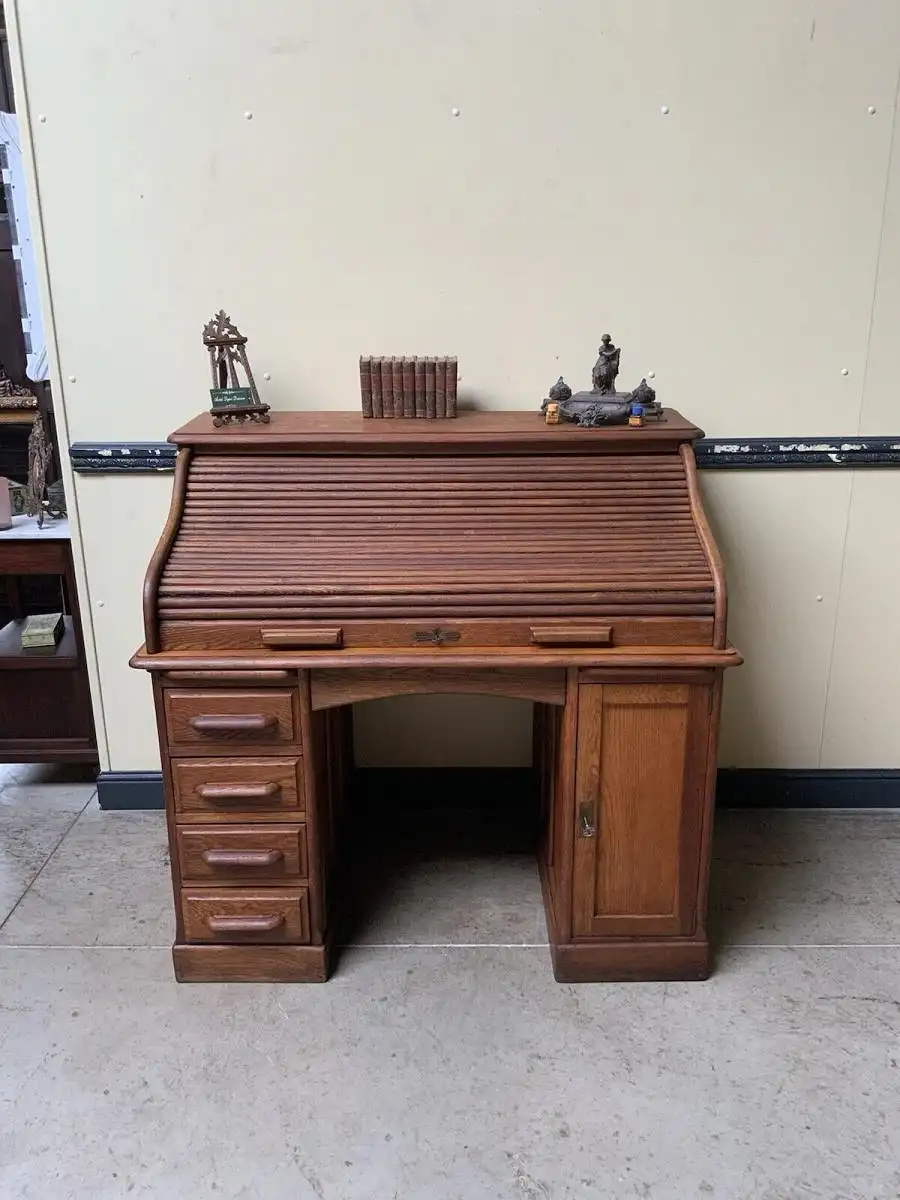 Antiker Jugendstil Rolladen Schreibtisch - Lieferung möglich! 0