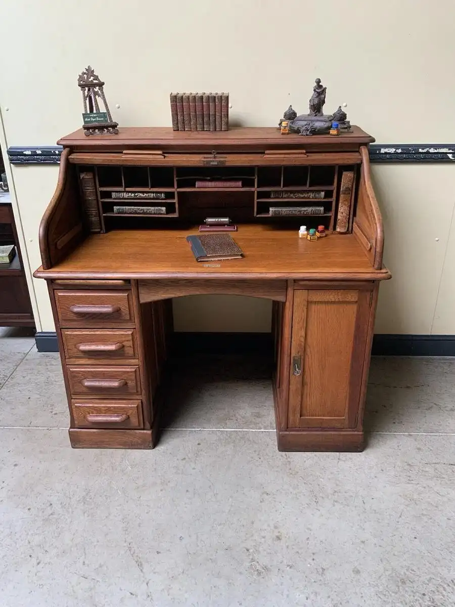 Antiker Jugendstil Rolladen Schreibtisch - Lieferung möglich! 14