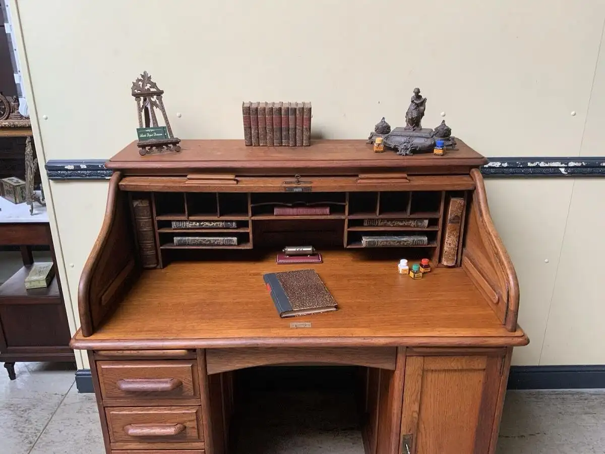 Antiker Jugendstil Rolladen Schreibtisch - Lieferung möglich! 15