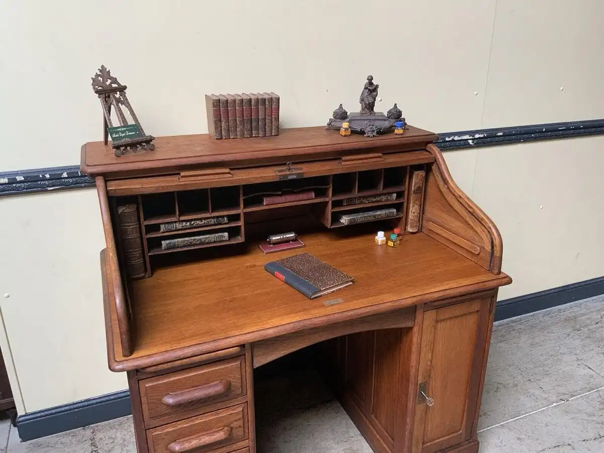 Antiker Jugendstil Rolladen Schreibtisch - Lieferung möglich! 16