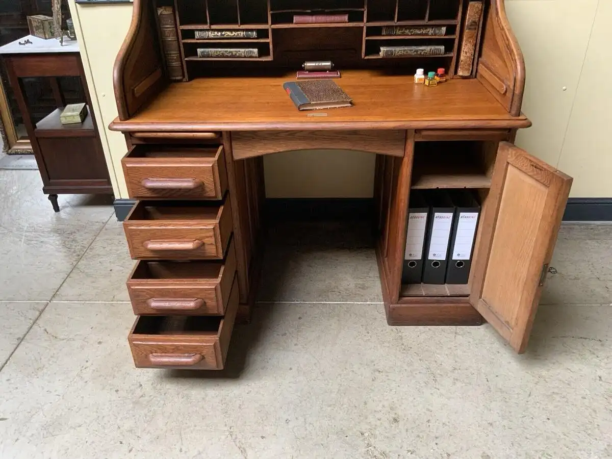 Antiker Jugendstil Rolladen Schreibtisch - Lieferung möglich! 18