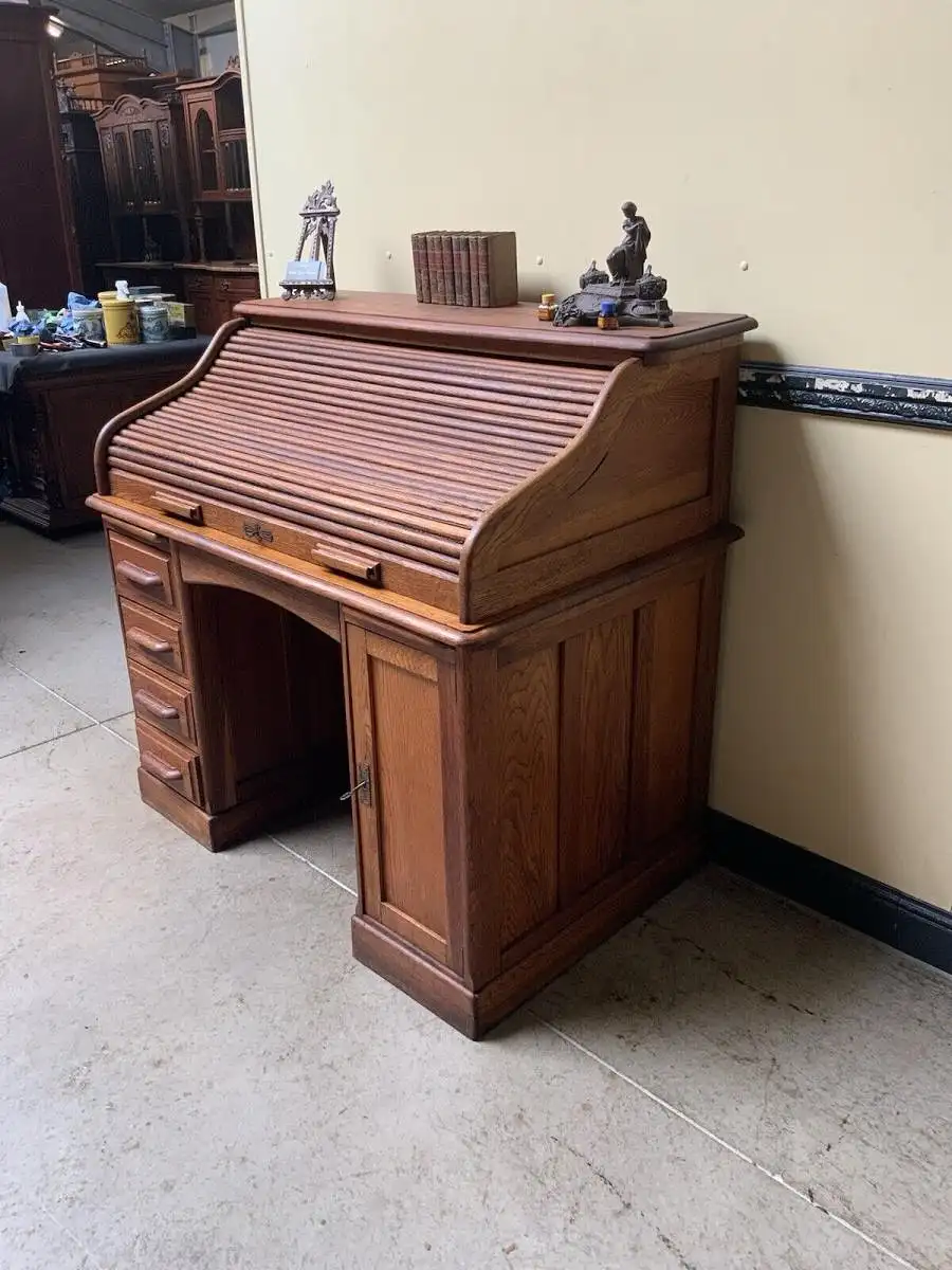 Antiker Jugendstil Rolladen Schreibtisch - Lieferung möglich! 4