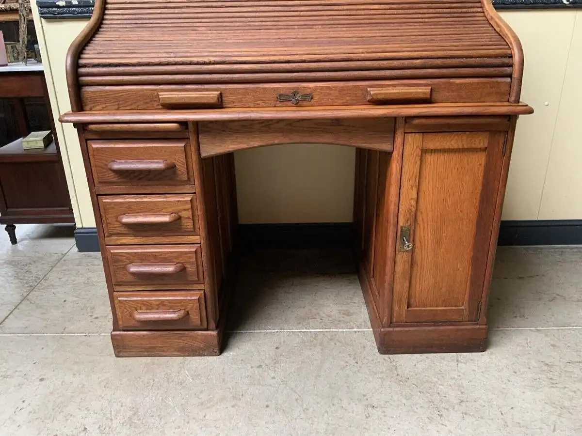 Antiker Jugendstil Rolladen Schreibtisch - Lieferung möglich! 9