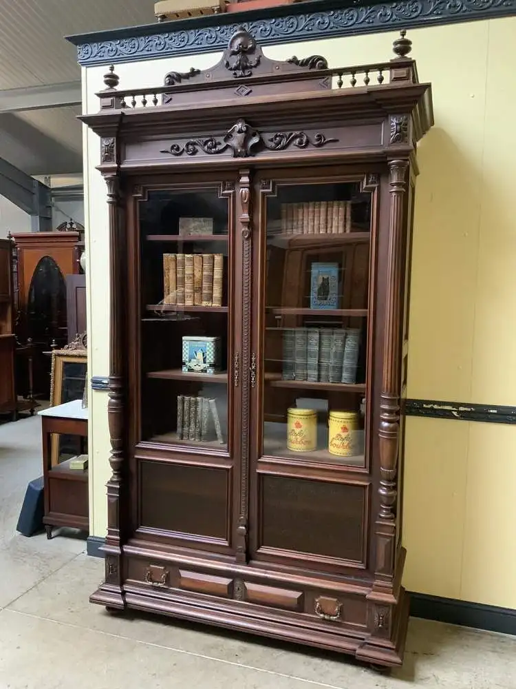 Antiker Jugendstil Geschirrschrank, Vitrine, Bücherschrank - Lieferung möglich! 0