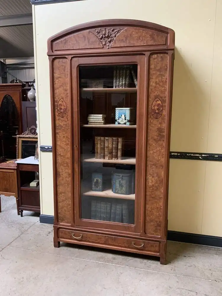 Antike Jugendstil Vitrine, Bücherschrank - Art Nouveau - Lieferung möglich! 0