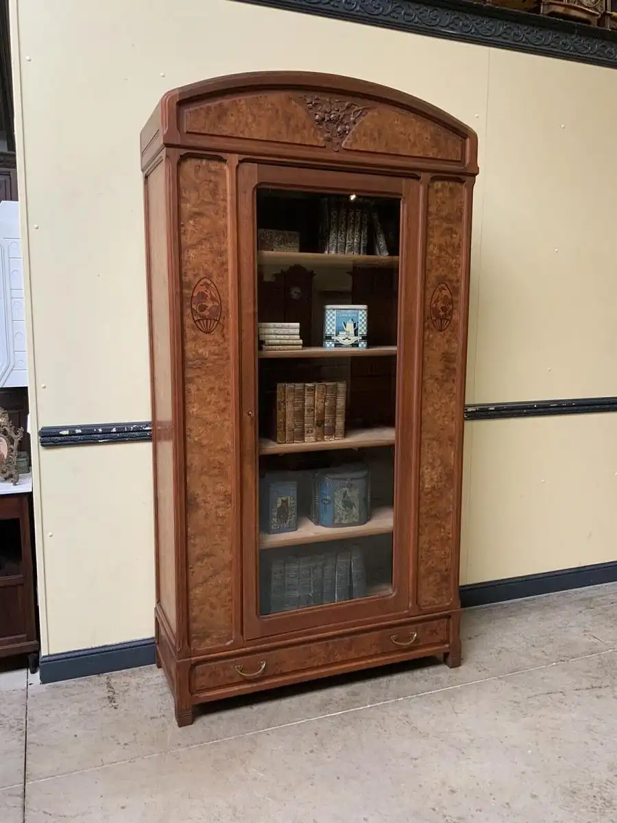 Antike Jugendstil Vitrine, Bücherschrank - Art Nouveau - Lieferung möglich! 1