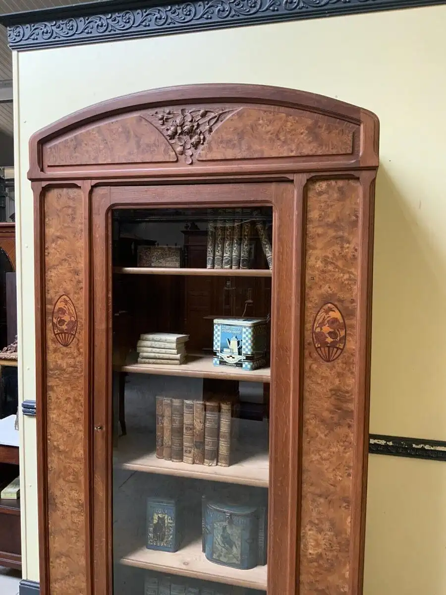 Antike Jugendstil Vitrine, Bücherschrank - Art Nouveau - Lieferung möglich! 10