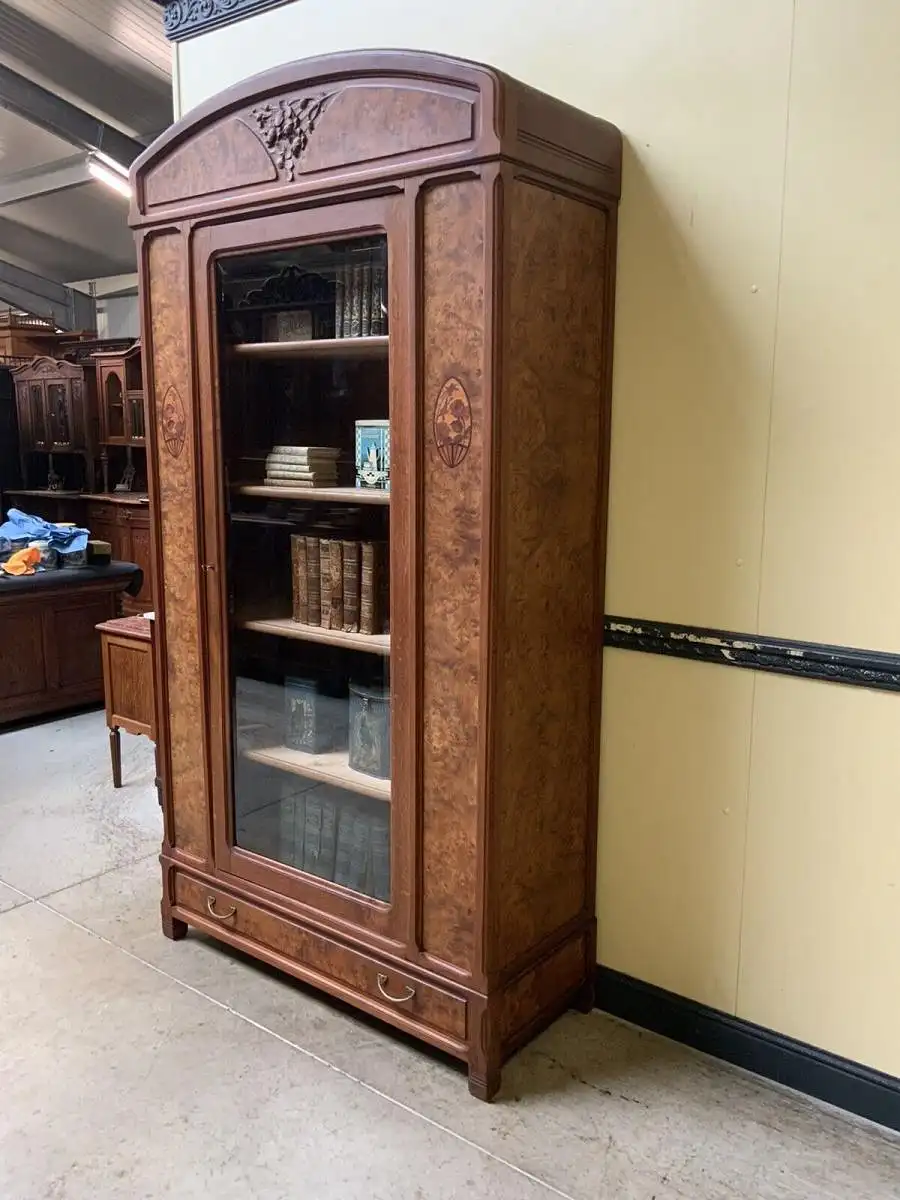 Antike Jugendstil Vitrine, Bücherschrank - Art Nouveau - Lieferung möglich! 3