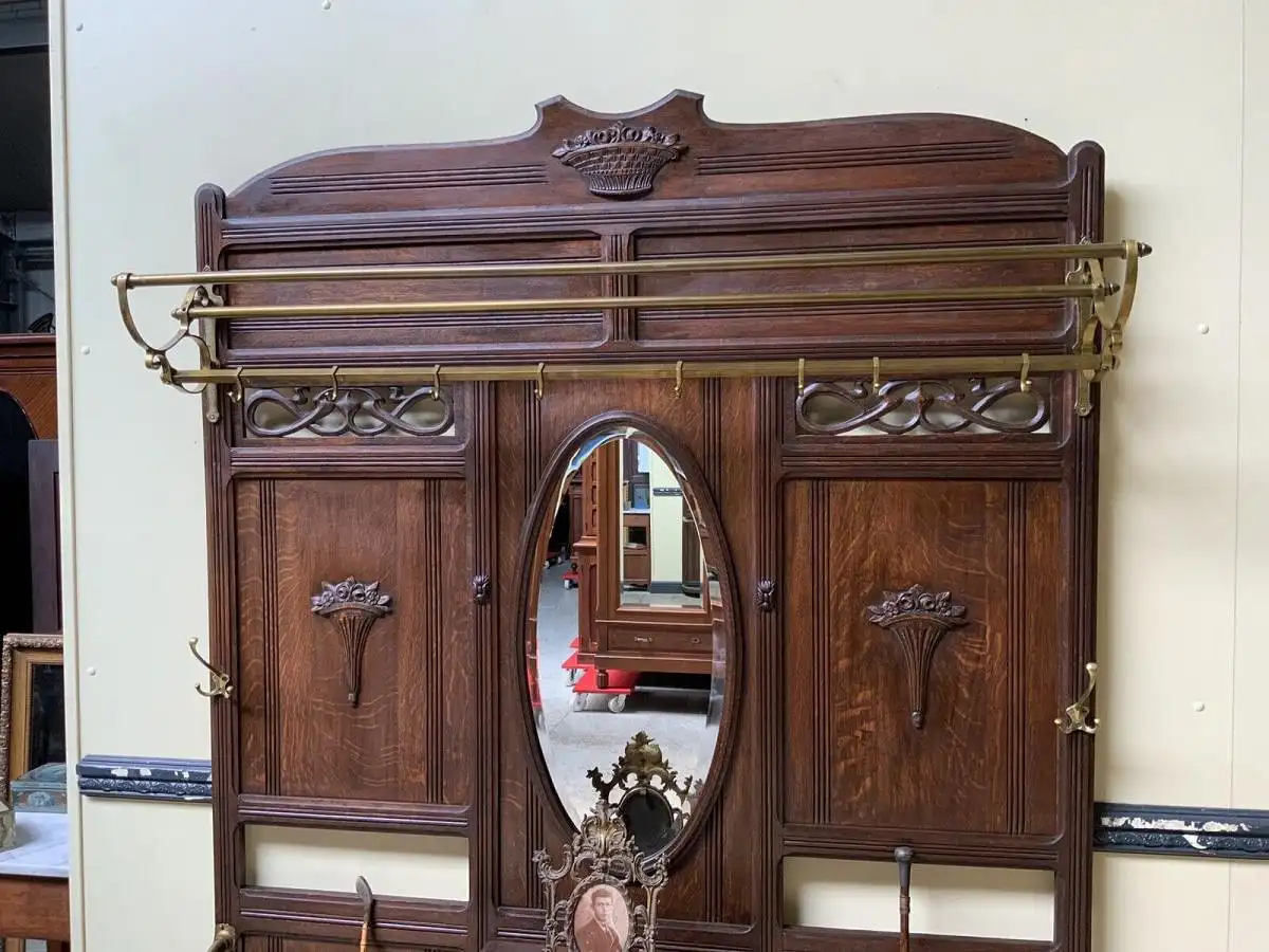 Antike Jugendstil Garderobe mit Schrank und Schub - Lieferung möglich! 10