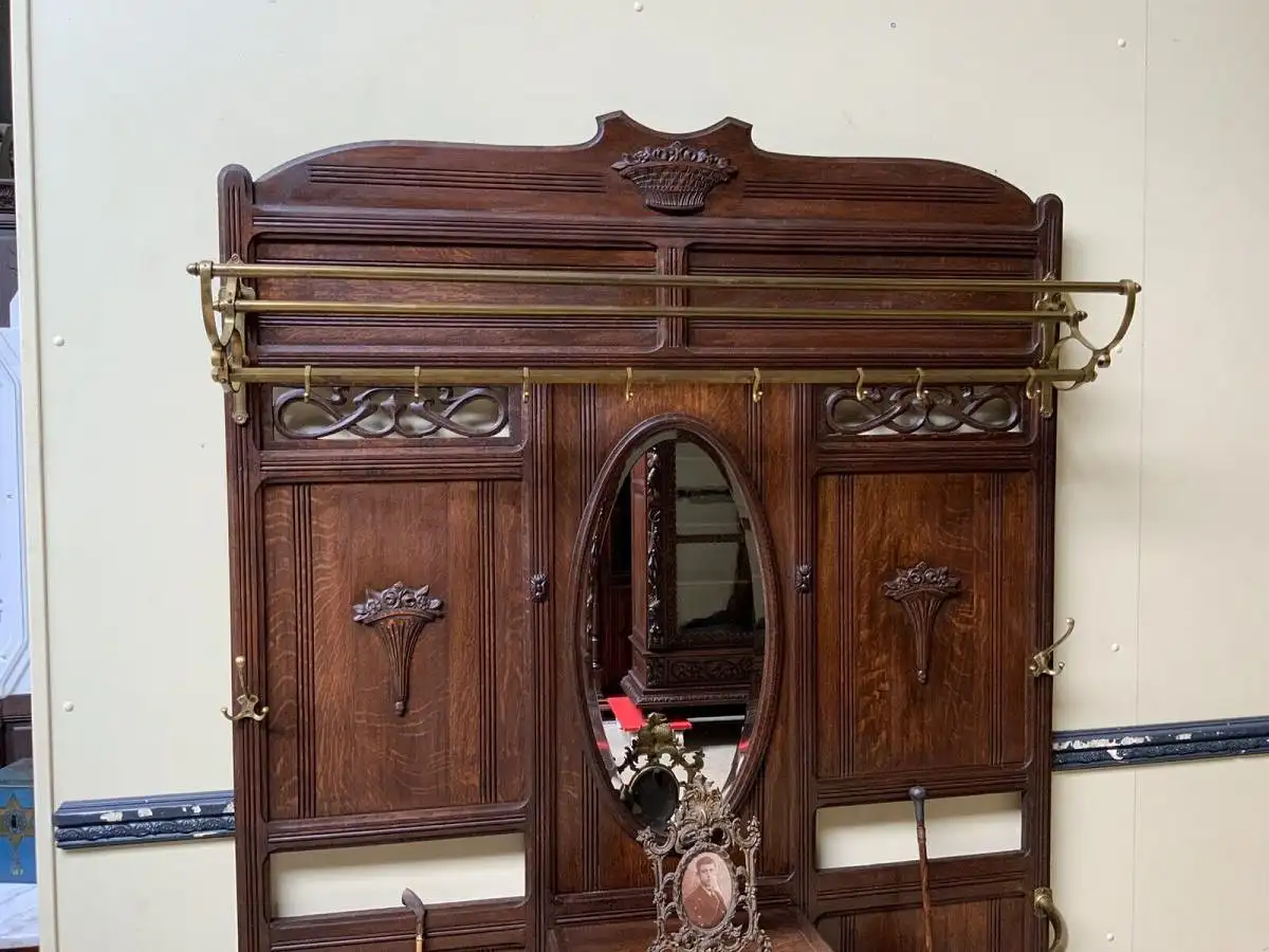 Antike Jugendstil Garderobe mit Schrank und Schub - Lieferung möglich! 11