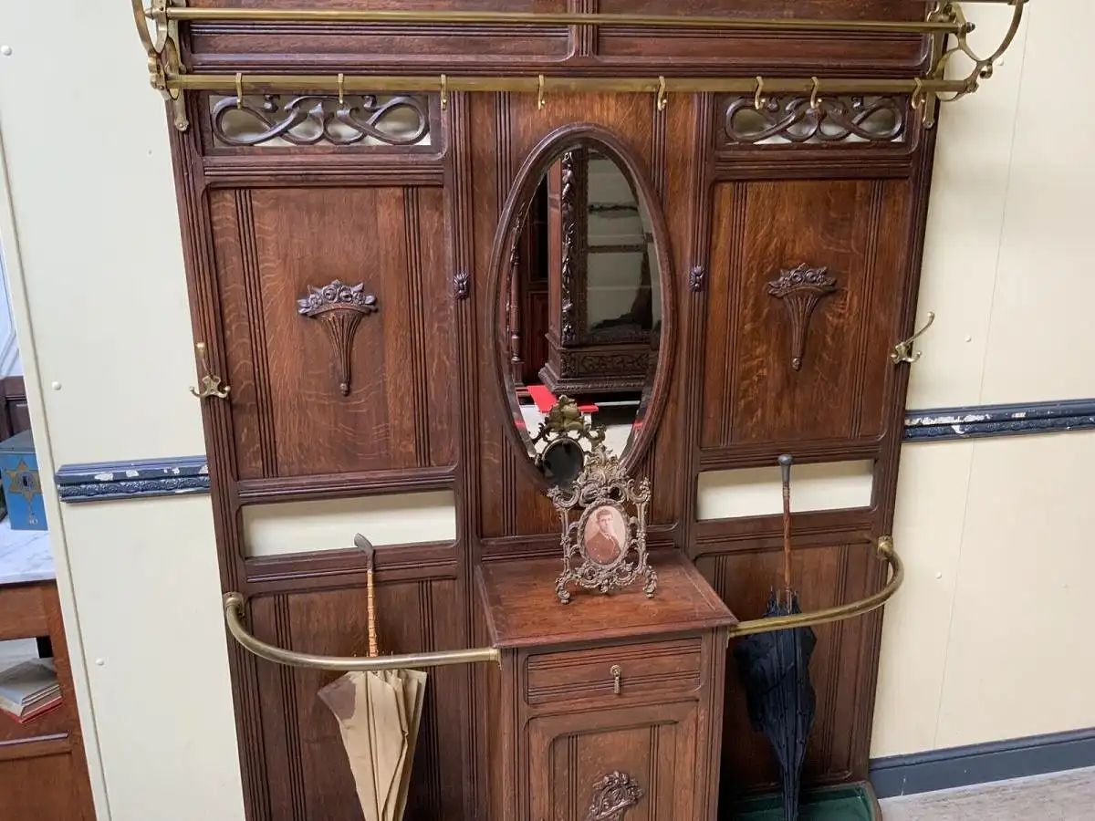 Antike Jugendstil Garderobe mit Schrank und Schub - Lieferung möglich! 12