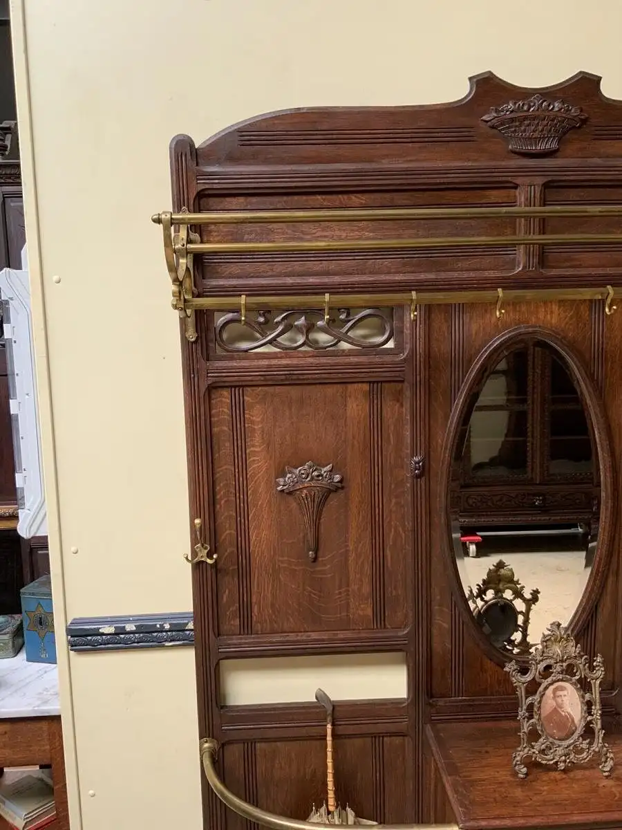 Antike Jugendstil Garderobe mit Schrank und Schub - Lieferung möglich! 13