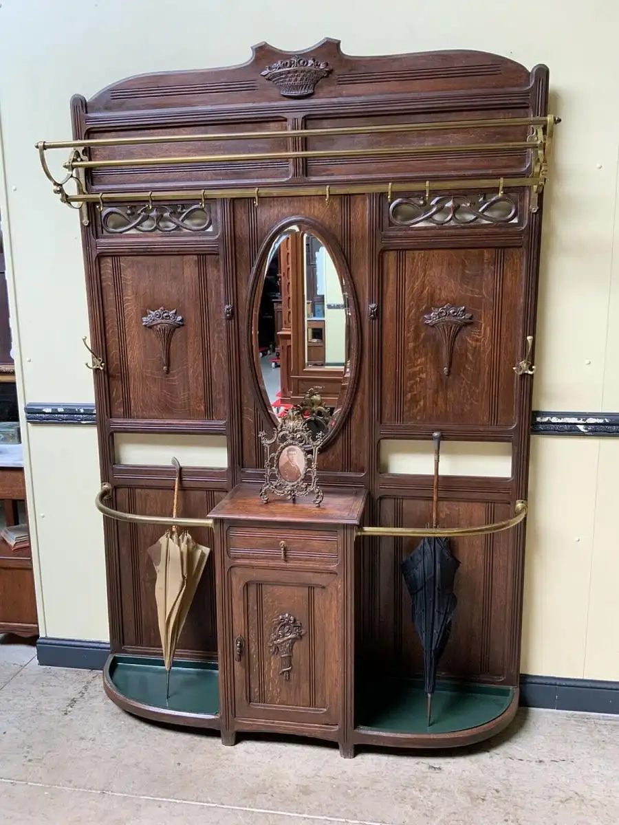 Antike Jugendstil Garderobe mit Schrank und Schub - Lieferung möglich! 2