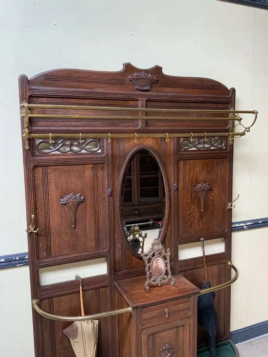 Antike Jugendstil Garderobe mit Schrank und Schub - Lieferung möglich! 7