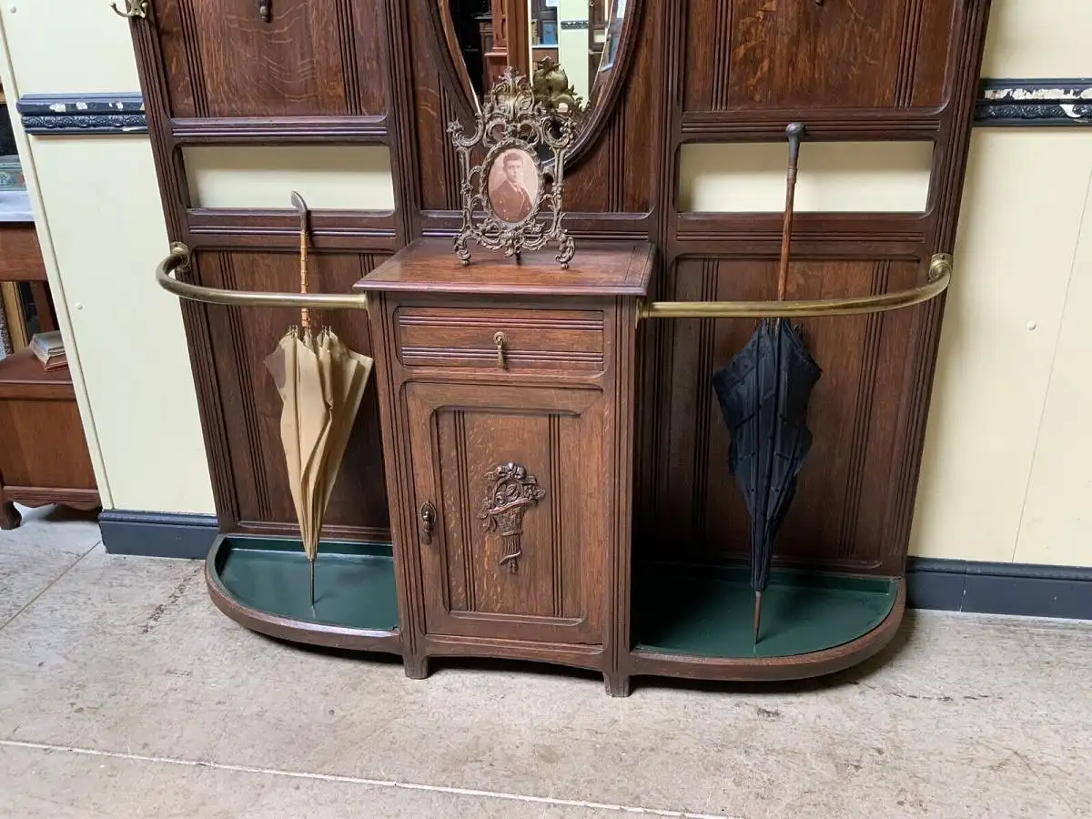 Antike Jugendstil Garderobe mit Schrank und Schub - Lieferung möglich! 9