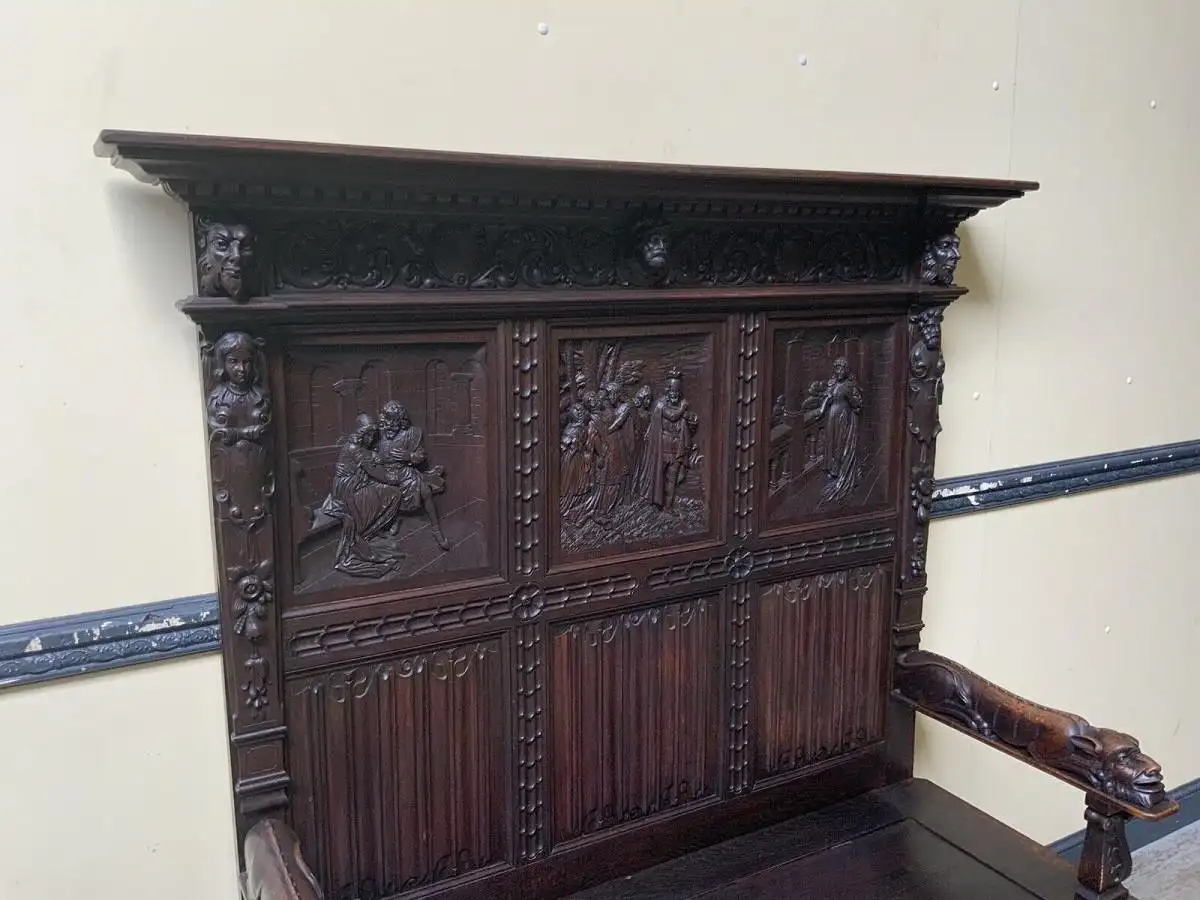 Antike imposante Neogotische Truhen Bank - Sensationell - Lieferung möglich! 10