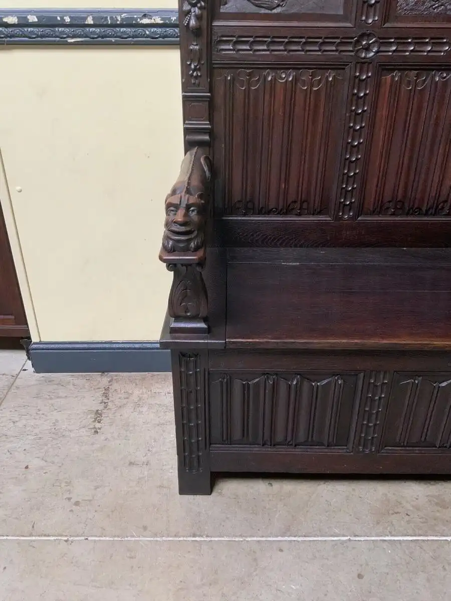 Antike imposante Neogotische Truhen Bank - Sensationell - Lieferung möglich! 12