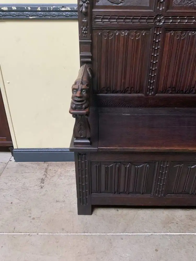 Antike imposante Neogotische Truhen Bank - Sensationell - Lieferung möglich! 12